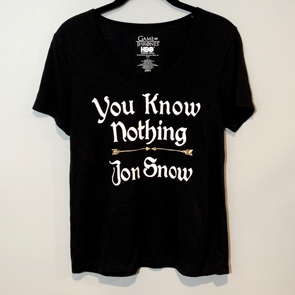 HBO Game Of Thrones “You Know Nothing Jon Snow” Black Tee